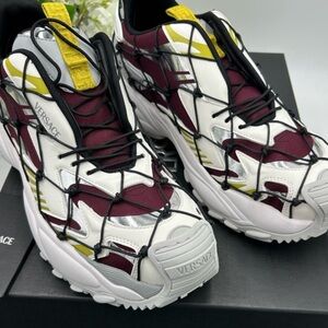 Mens Versace V3 net leather sneakers  . Size 10